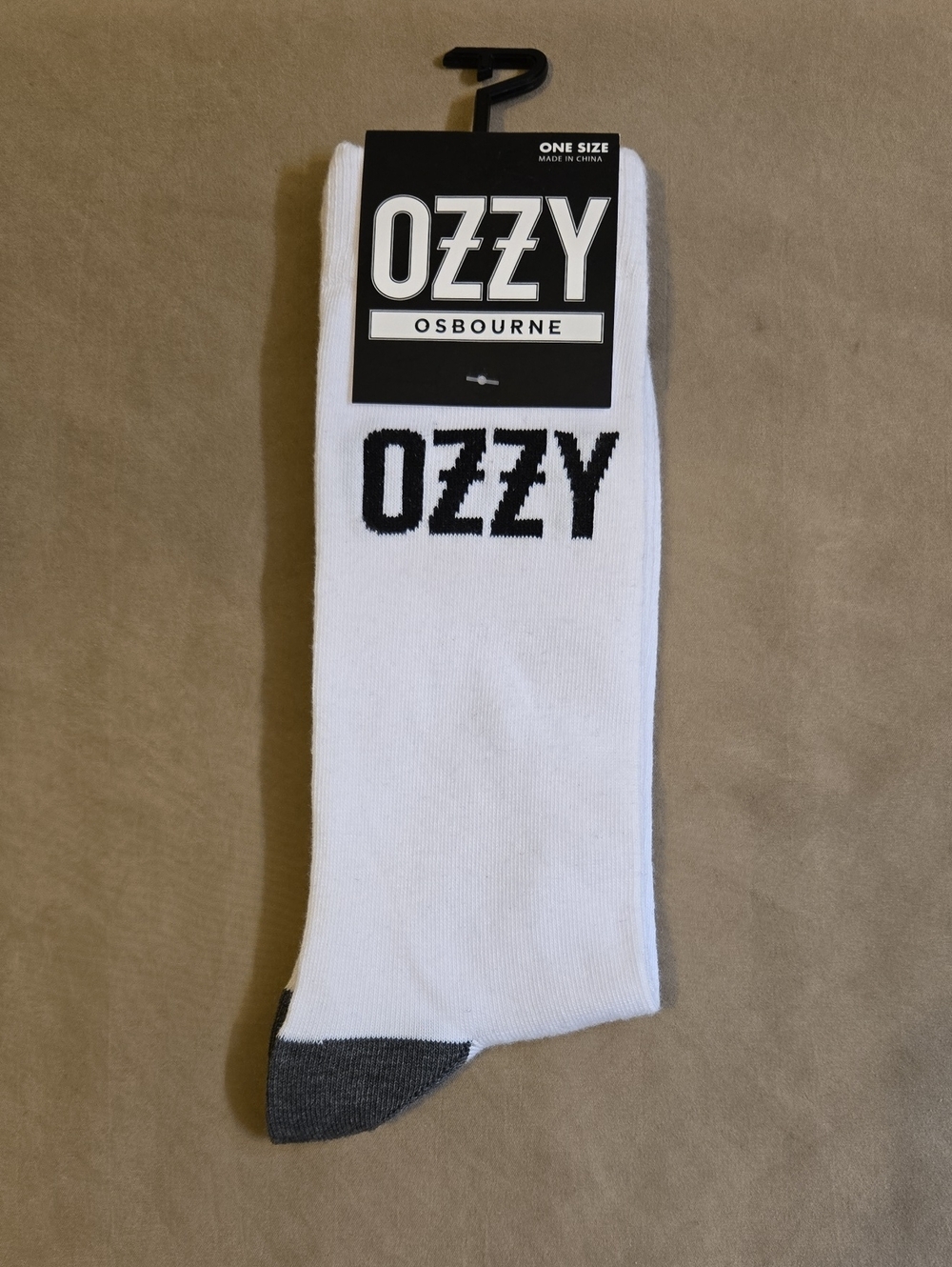 Ozzy Osbourne White Crew Socks with Black Logo